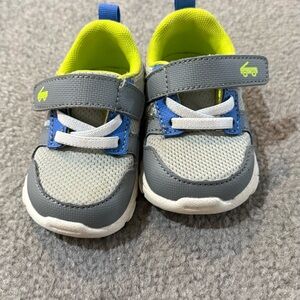 See Kai Run Gray and Blue Sneakers with Lime Accent